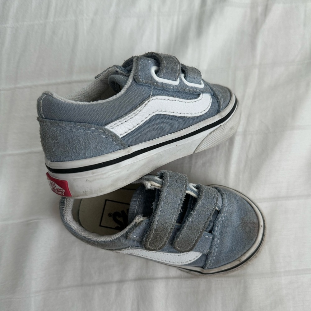 Velcro old school Vans. Size 5T toddler, Dusty blue color.